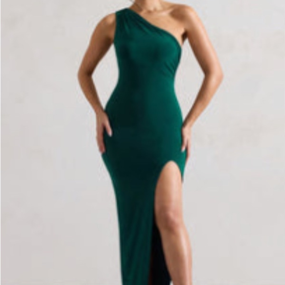 Club L “Melody” One-Shoulder Green Dress (Backless)